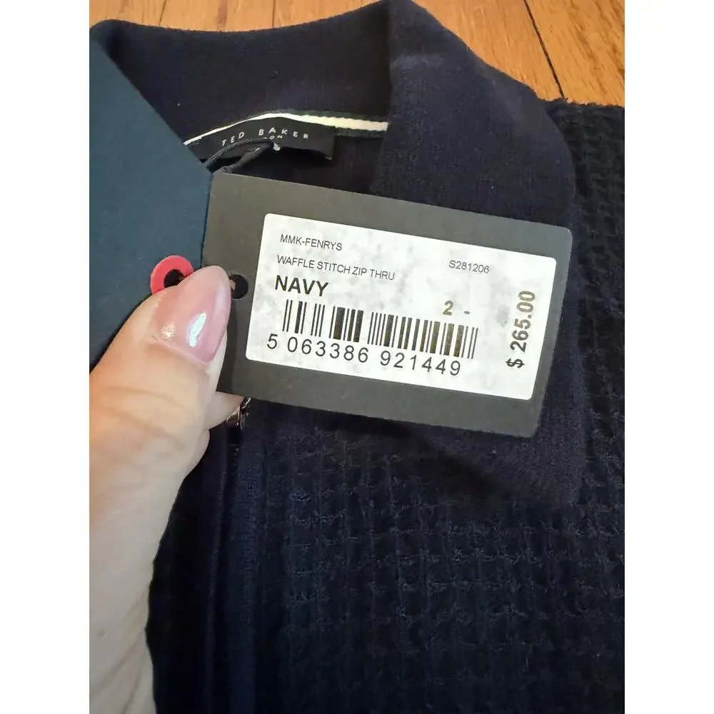 Ted Baker Mens Full Zip Collared Fenrys Sweater Waffle Stitch
